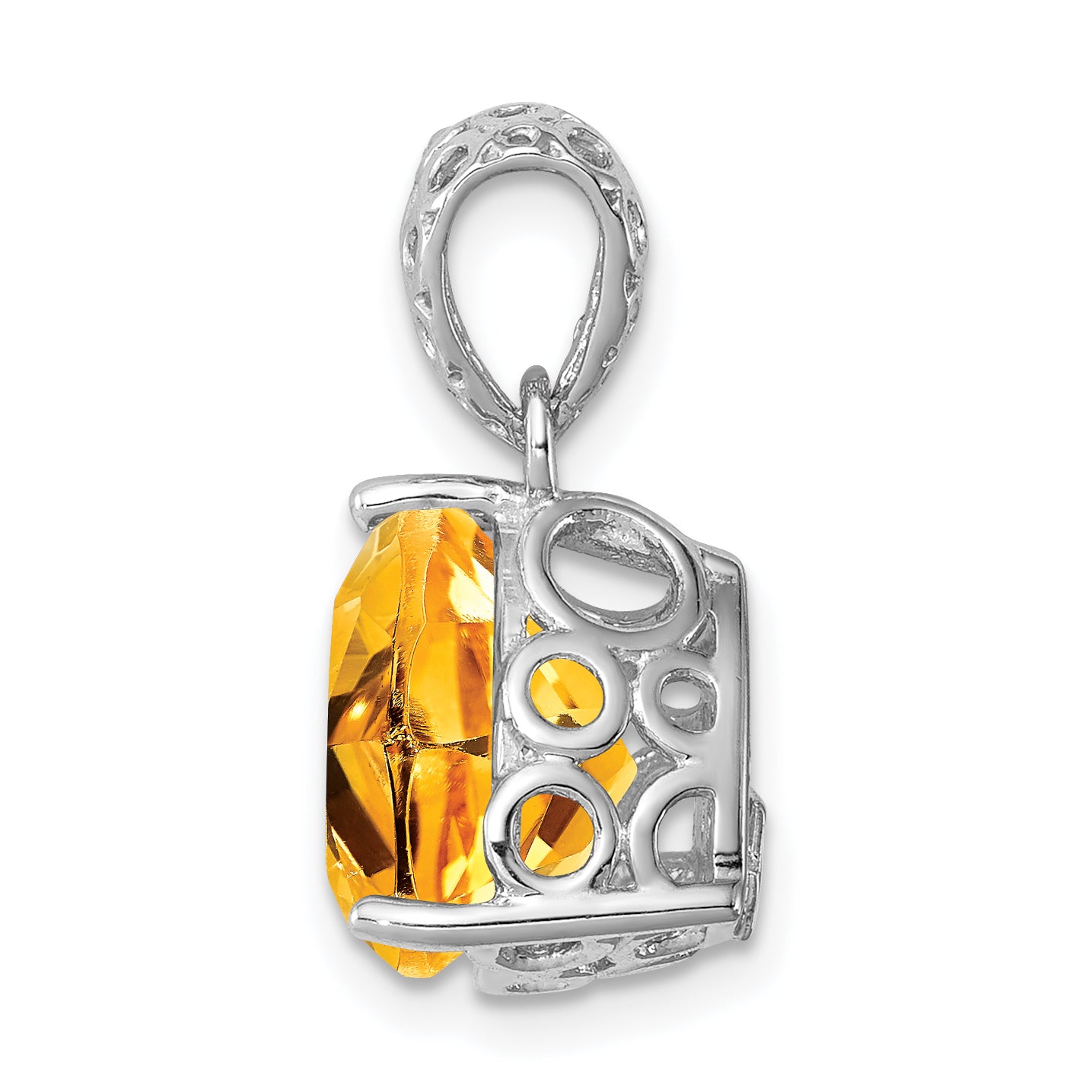 Sterling Silver Rhodium-plated Citrine Pendant Secondary image