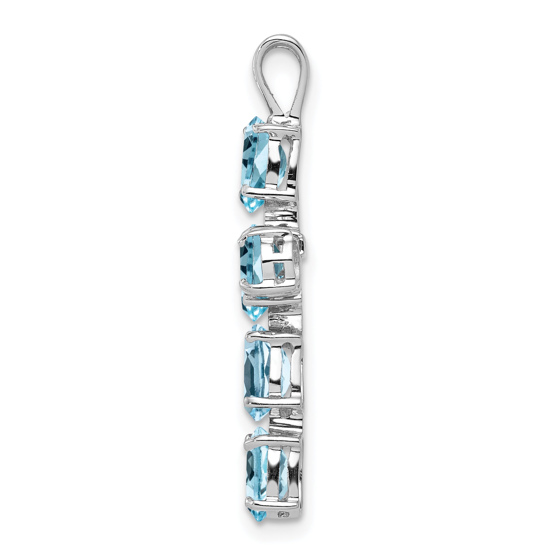 Sterling Silver Rhodium Plated Light Swiss Blue Topaz Cross Pendant Secondary image