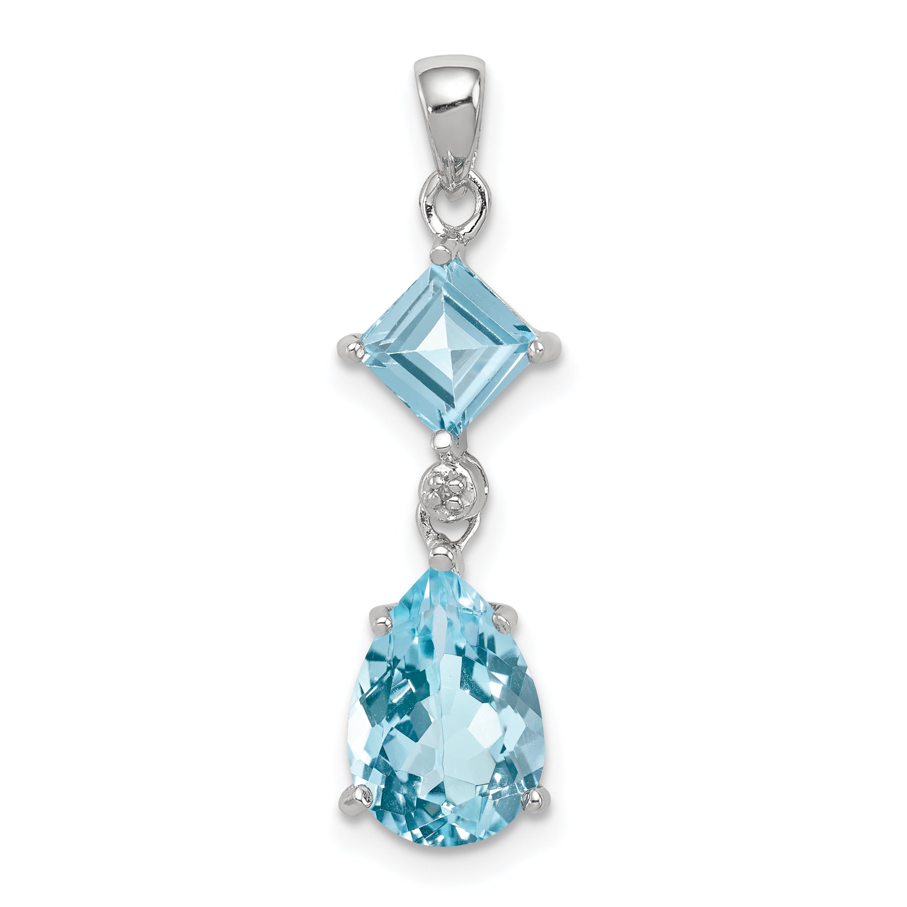 Sterling Silver Rhodium Plated Diamond & Light Swiss BT Pendant Main image