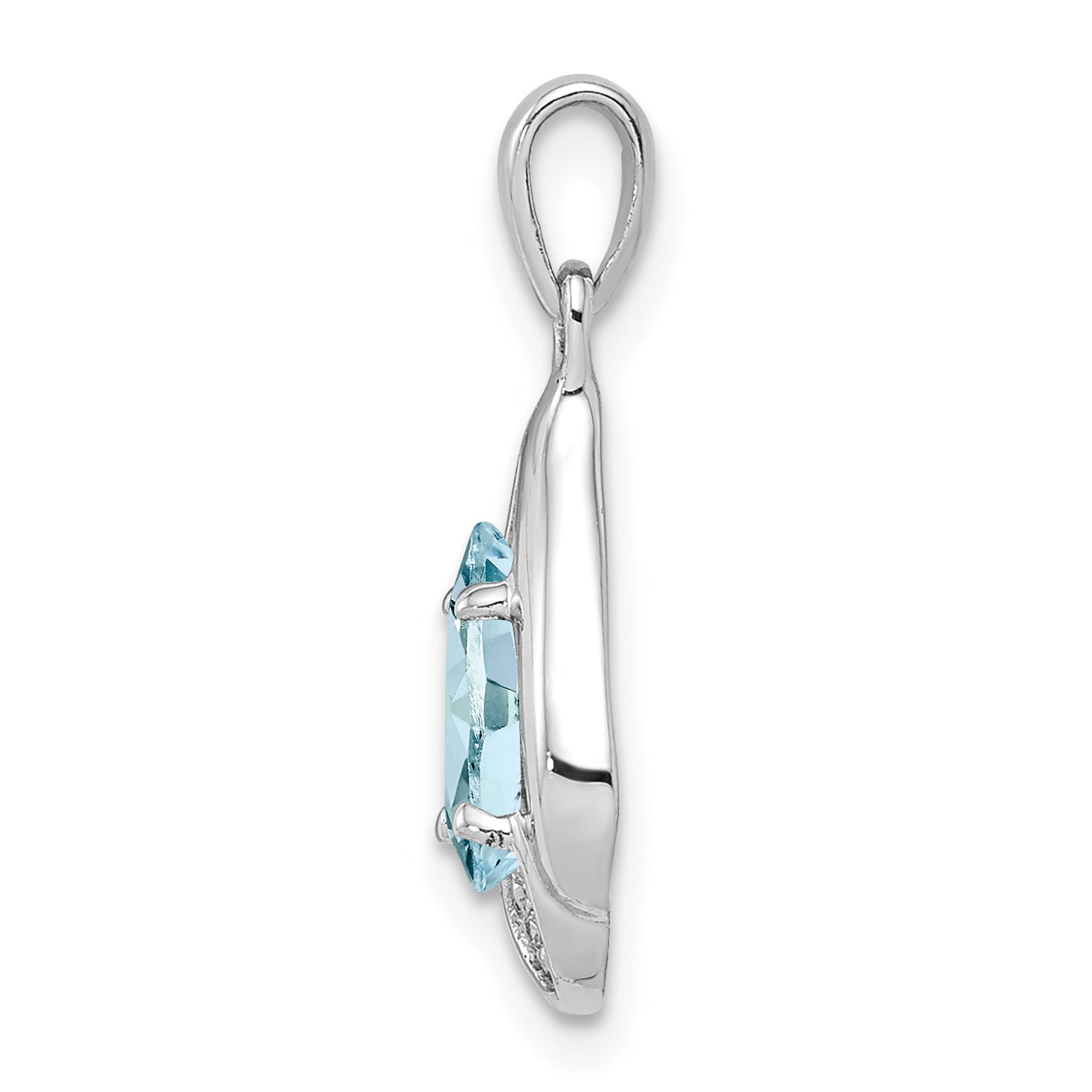 Sterling Silver Rhodium Plated Diamond and Aquamarine Pendant Secondary image