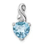 Sterling Silver Rhodium Plated Diamond & Lt Swiss BT Heart Pendant