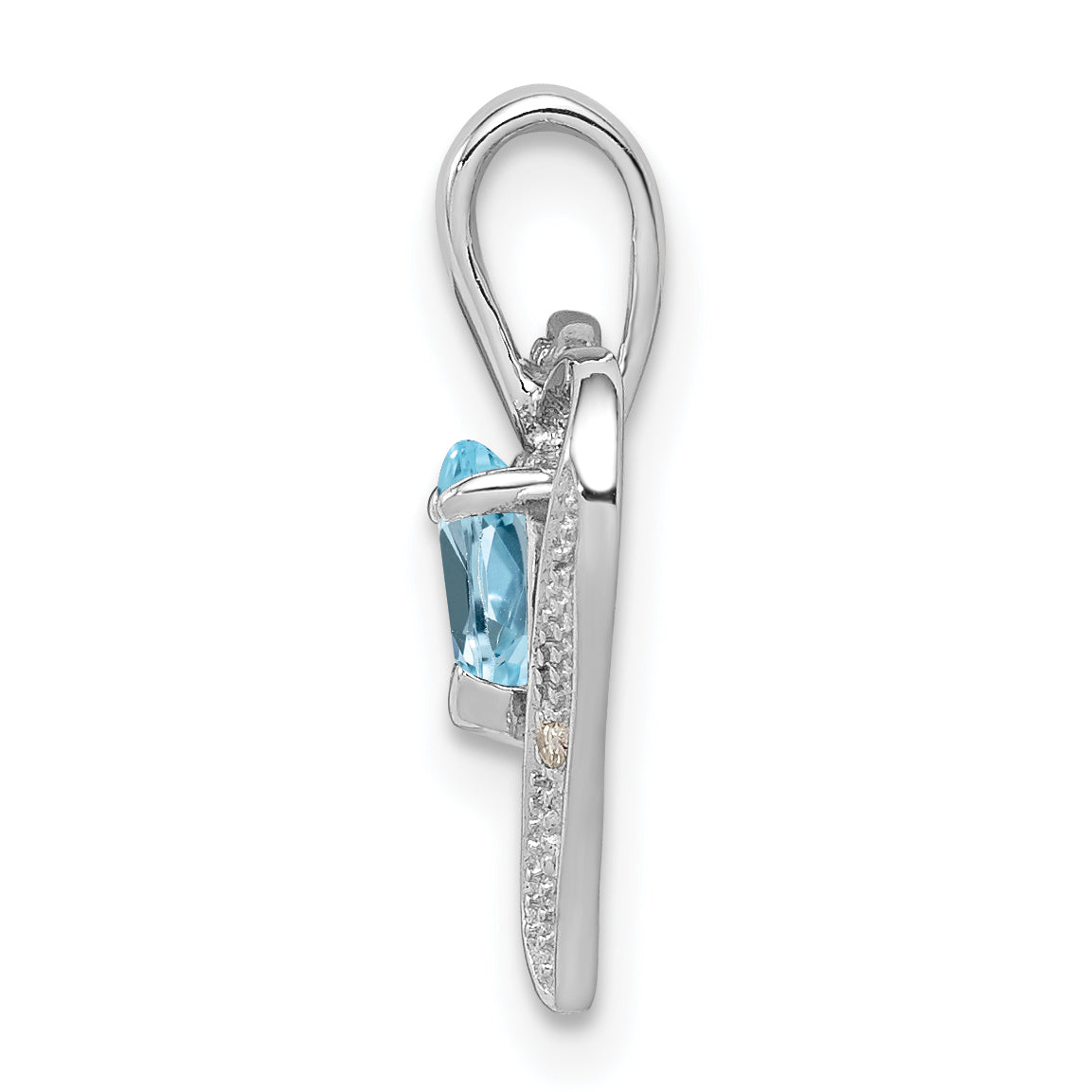 Sterling Silver Rhodium Plated Diamond & Swiss BT Heart Pendant Secondary image