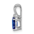 Sterling Silver Rhodium Plated Diamond & Sapphire Oval Pendant