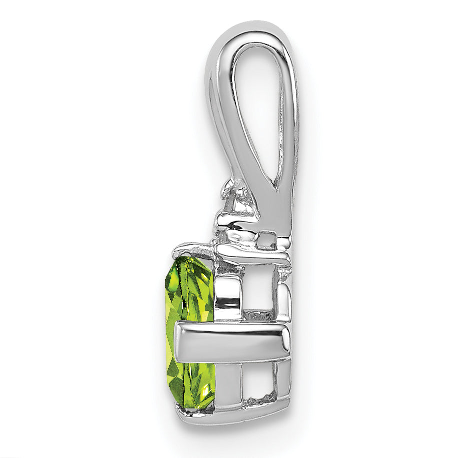 Sterling Silver Rhodium Plated Diamond and Peridot Pendant Secondary image