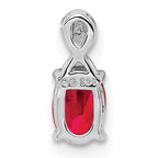 Sterling Silver Rhodium Plated Diamond & Ruby Oval Pendant