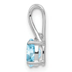 Sterling Silver Rhodium Plated Diamond & Sky Blue Topaz Oval Pendant