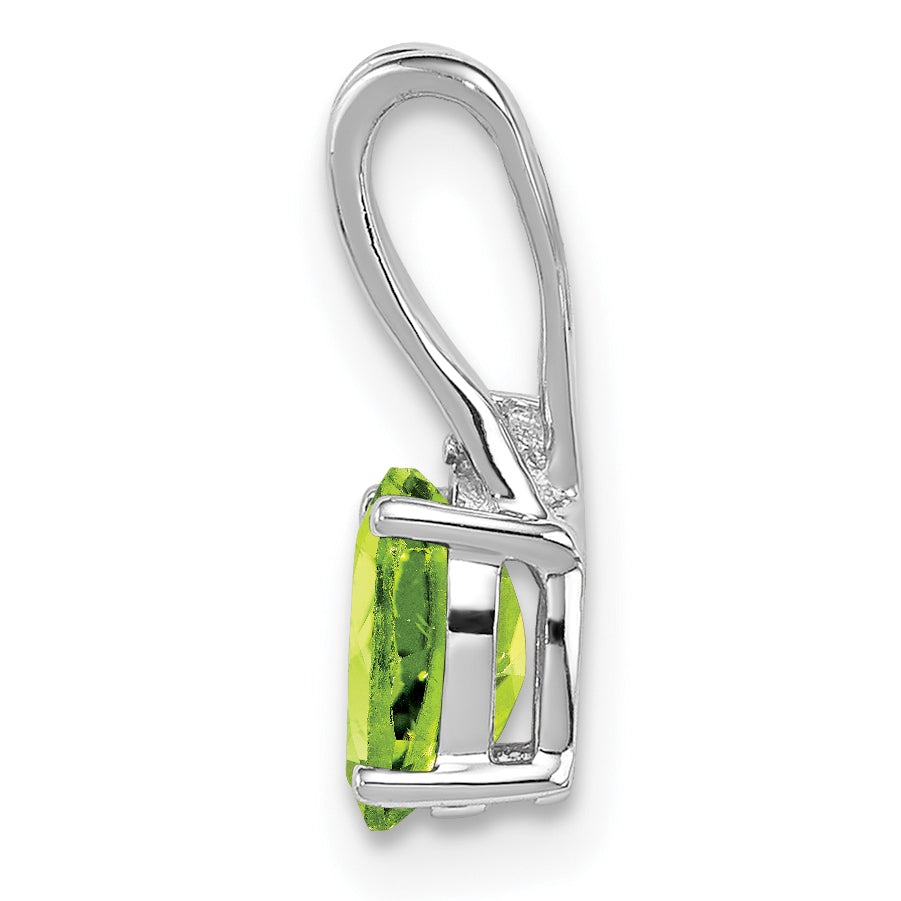 Sterling Silver Rhodium Plated Diamond and Peridot Oval Pendant Secondary image