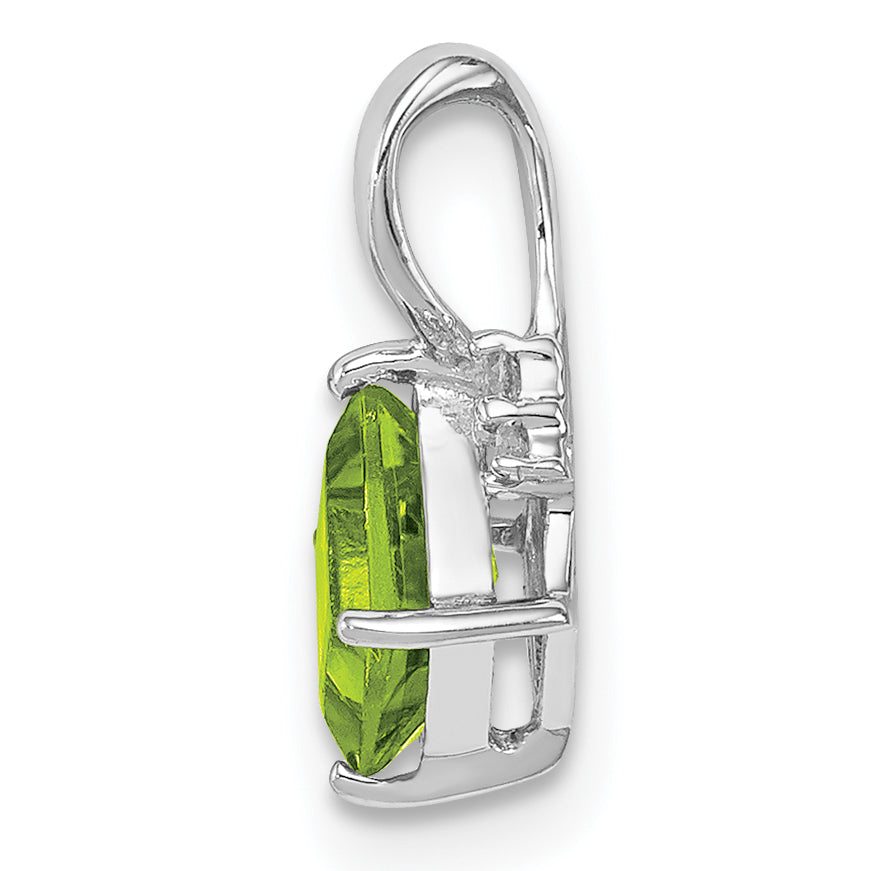 Sterling Silver Rhodium Plated Diamond and Peridot Square Pendant Secondary image