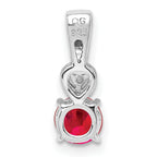 Sterling Silver Rhodium Plated Diamond & Ruby Round Pendant