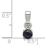Sterling Silver Rhodium Plated Diamond & Sapphire Round Pendant