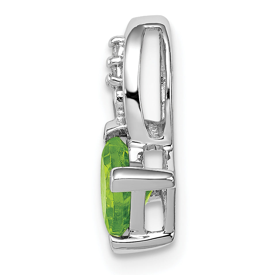 Sterling Silver Rhodium Plated Diamond and Peridot Square Pendant Secondary image
