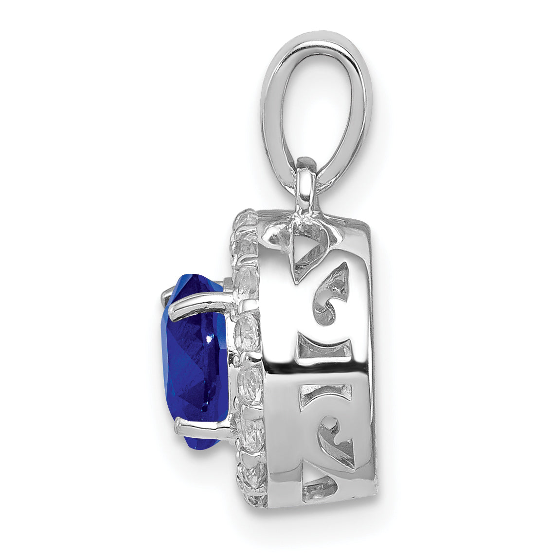 Sterling Silver Rhodium Plated White Topaz & Sapphire Pendant Secondary image