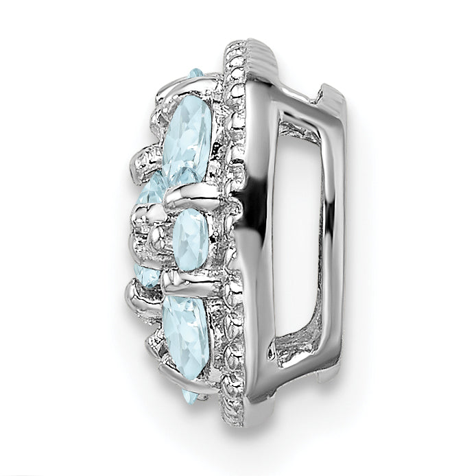 Sterling Silver Rhodium Plated Aquamarine Square Pendant Slide Secondary image