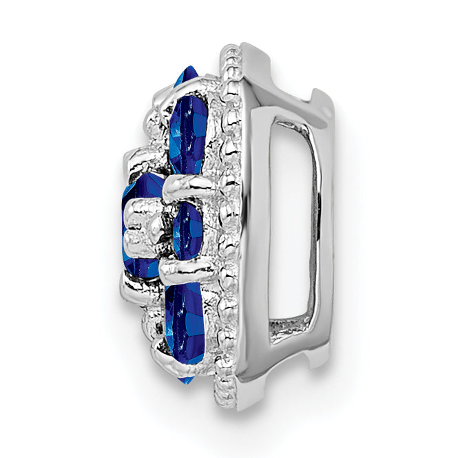 Sterling Silver Rhodium Plated Sapphire Square Pendant Slide Secondary image