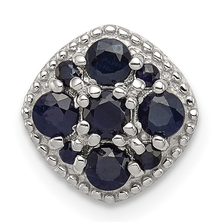 Sterling Silver Rhodium Plated Sapphire Square Pendant Slide Main image