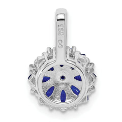 Sterling Silver Rhodium Plated Diamond & Sapphire Pendant
