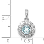 Sterling Silver Rhodium Plated White Topaz & Aquamarine Pendant