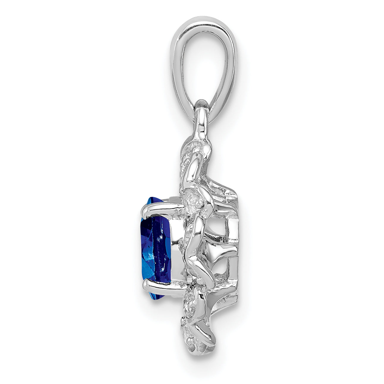 Sterling Silver Rhodium Plated White Topaz & Sapphire Pendant Secondary image