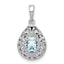 Sterling Silver Rhodium Plated Aquamarine Teardrop Pendant