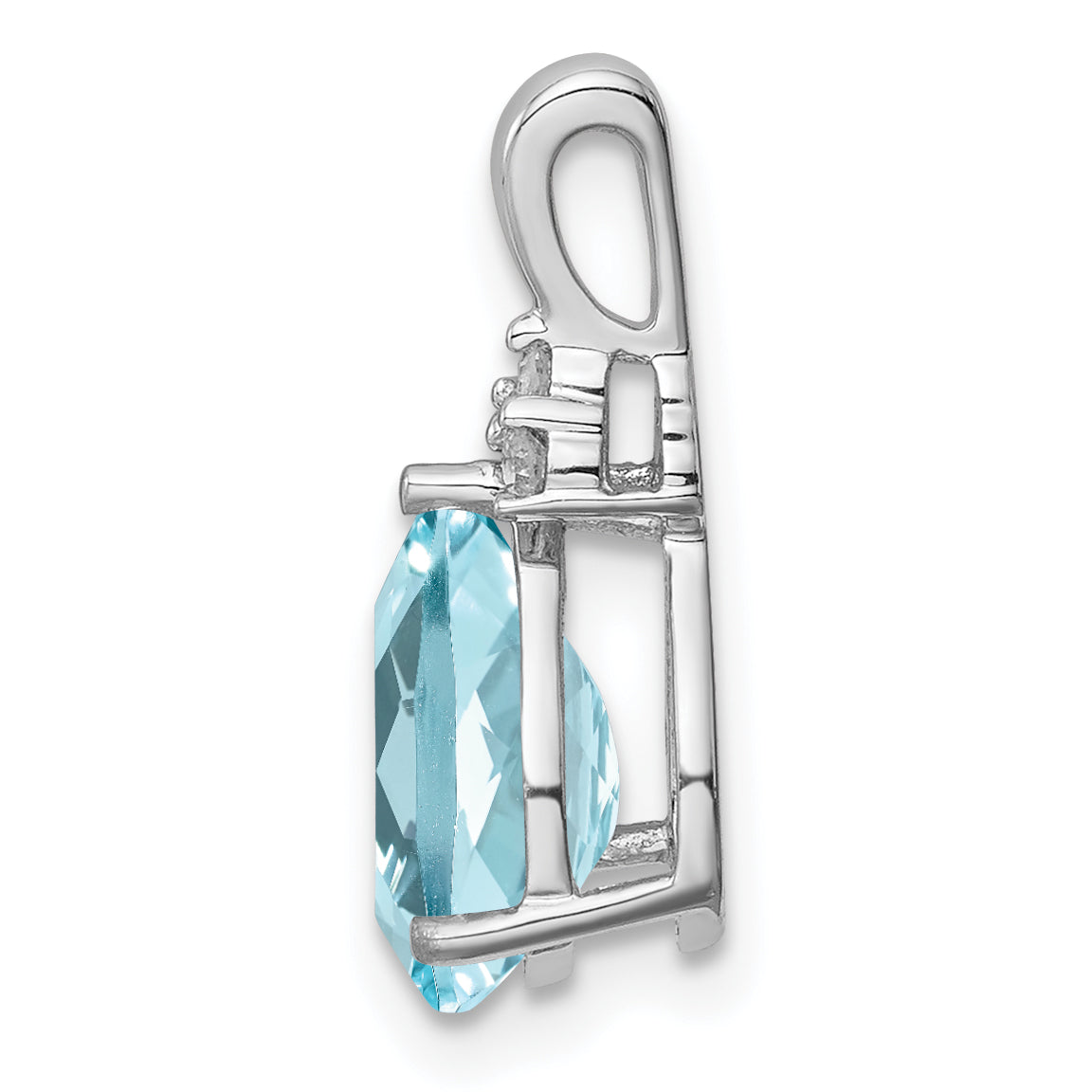 Sterling Silver Rhodium White Topaz & Lght Sw. Blue Topaz Circle Pendant Secondary image