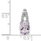 Sterling Silver Rhodium-plated Diamond and Pink Quartz Oval Pendant