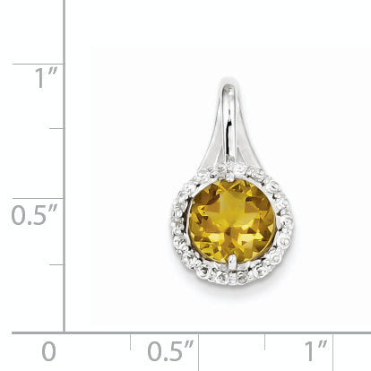 Sterling Silver White Topaz & Whiskey Quartz Circle Pendant Secondary image