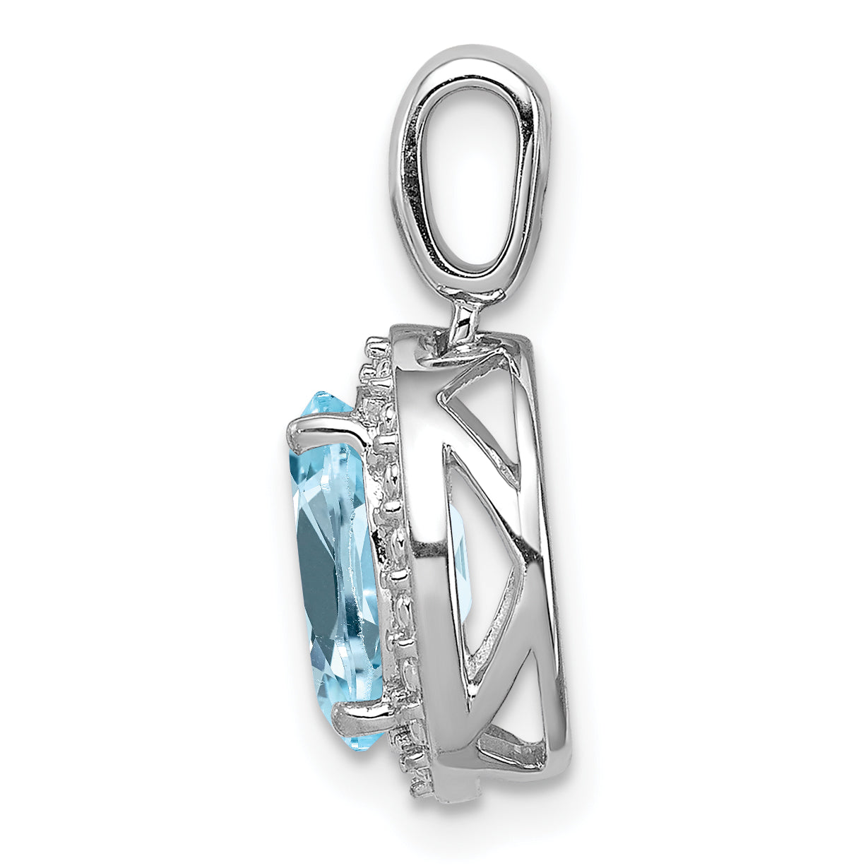 Sterling Silver Rhodium-plated with Light Swiss Blue Topaz Oval Pendant Secondary image