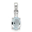 Sterling Silver Rhodium Plated Diamond Aquamarine Oval Pendant