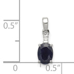 Sterling Silver Rhodium Plated Diamond & Sapphire Oval Pendant
