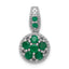Sterling Silver Rhodium-plated & Emerald Circle Pendant