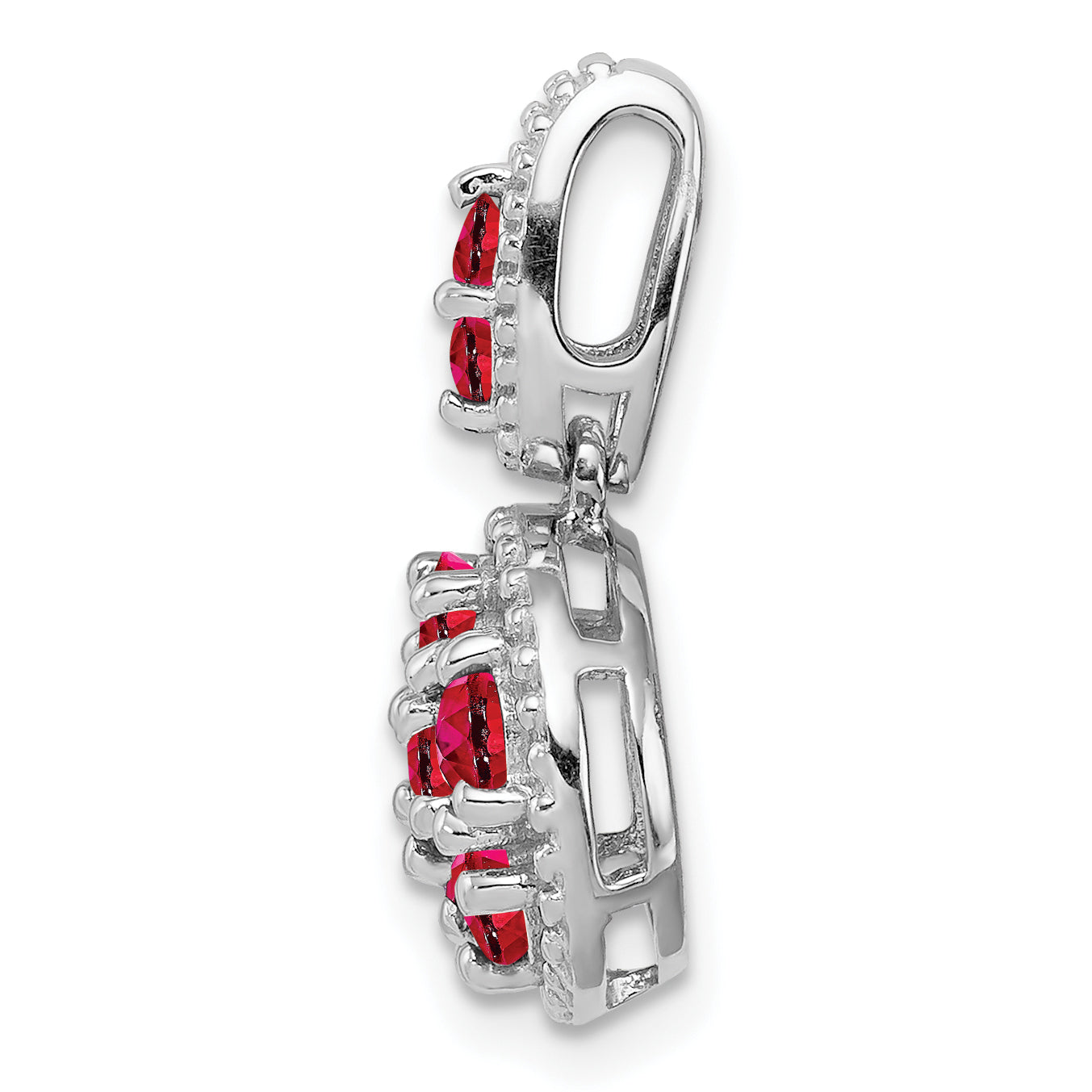Sterling Silver Rhodium-plated & Ruby Circle Pendant Secondary image