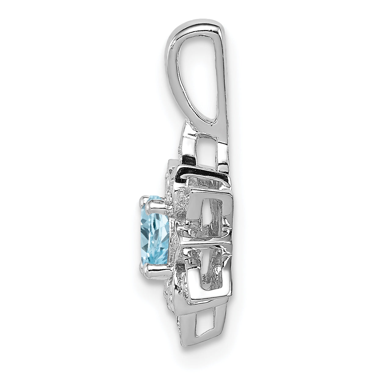 Sterling Silver Rhodium-plated Diamond & Light Blue Topaz Pendant Secondary image