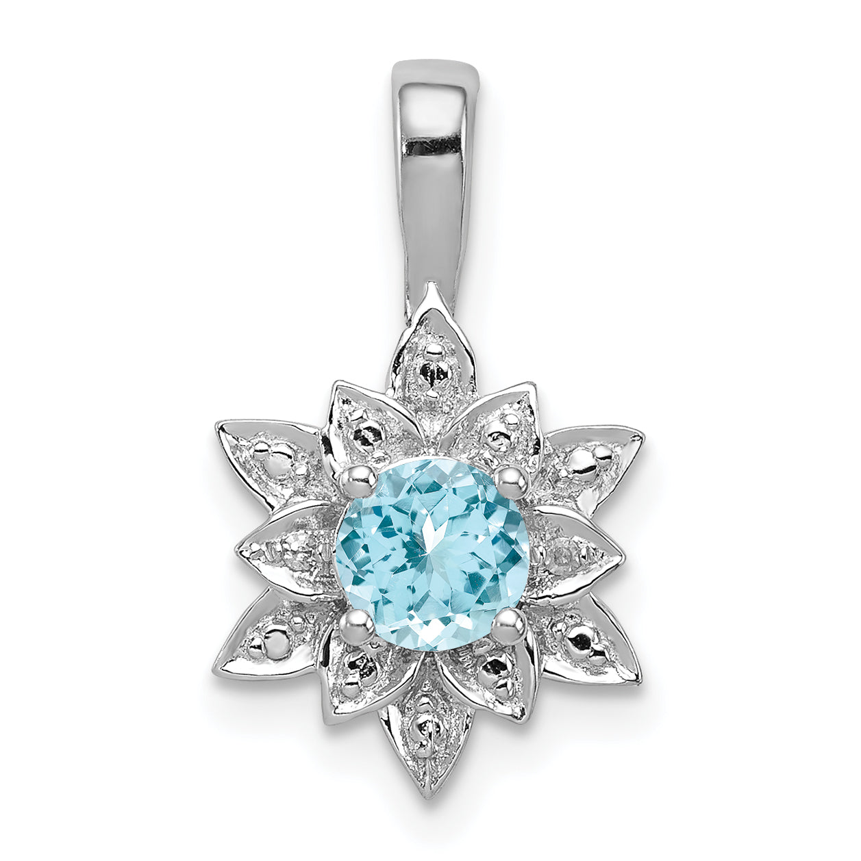 Sterling Silver Rhodium-plated Diamond & Light Blue Topaz Pendant Main image