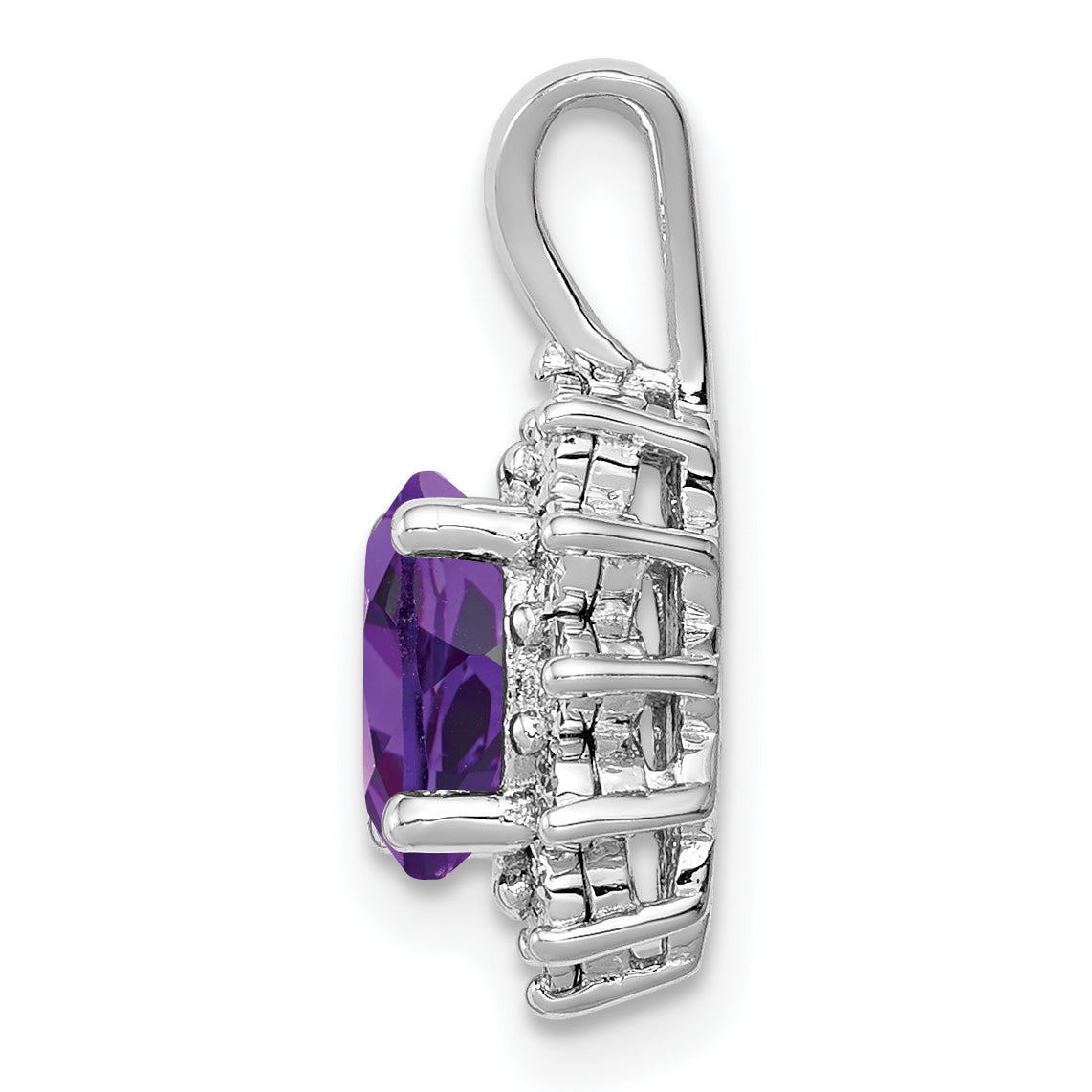 Sterling Silver Rhodium-plated Diamond and Amethyst Pendant Secondary image