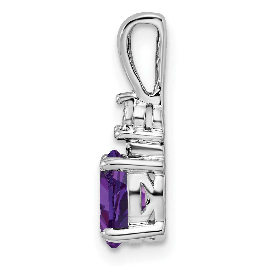 Sterling Silver Rhodium-plated Diamond and Amethyst Pendant Secondary image