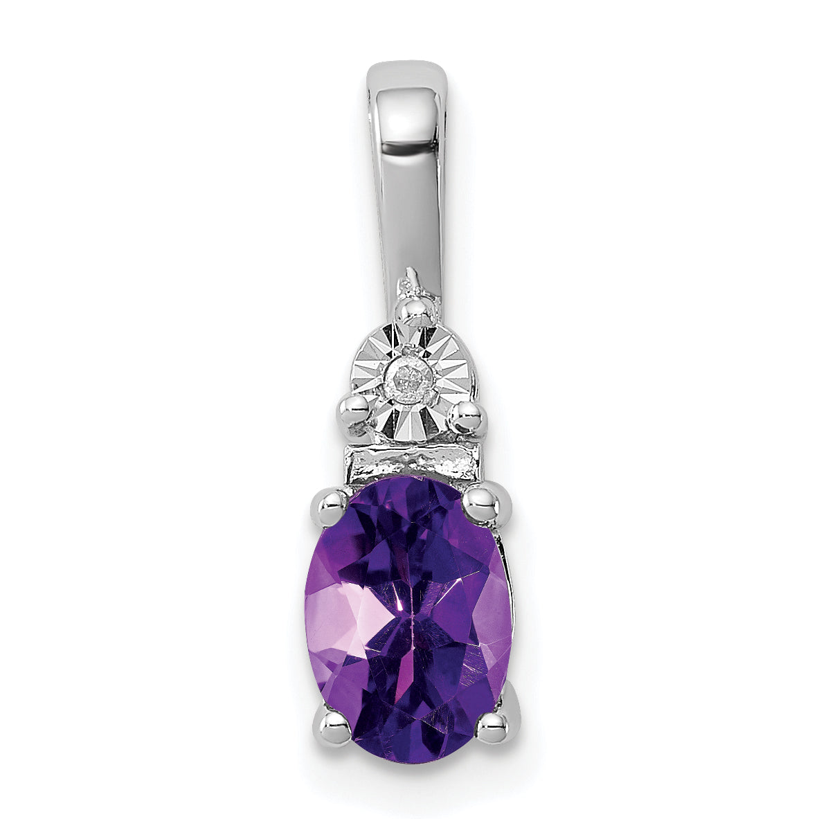 Sterling Silver Rhodium-plated Diamond and Amethyst Pendant Main image