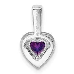 Sterling Silver Rhodium-plated Diamond and Amethyst Pendant