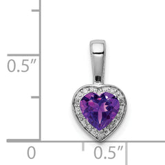 Sterling Silver Rhodium-plated Diamond and Amethyst Pendant