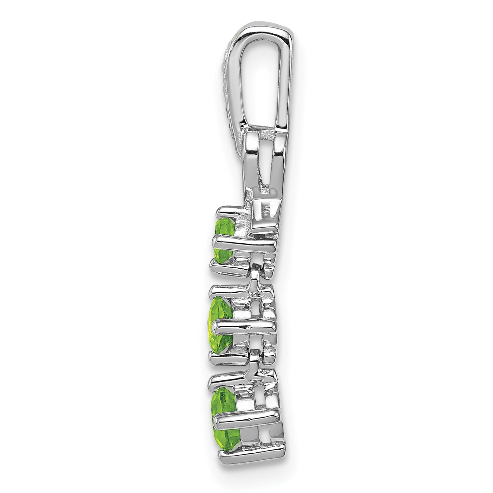Sterling Silver Rhodium-plated Peridot and Diamond Pendant Secondary image