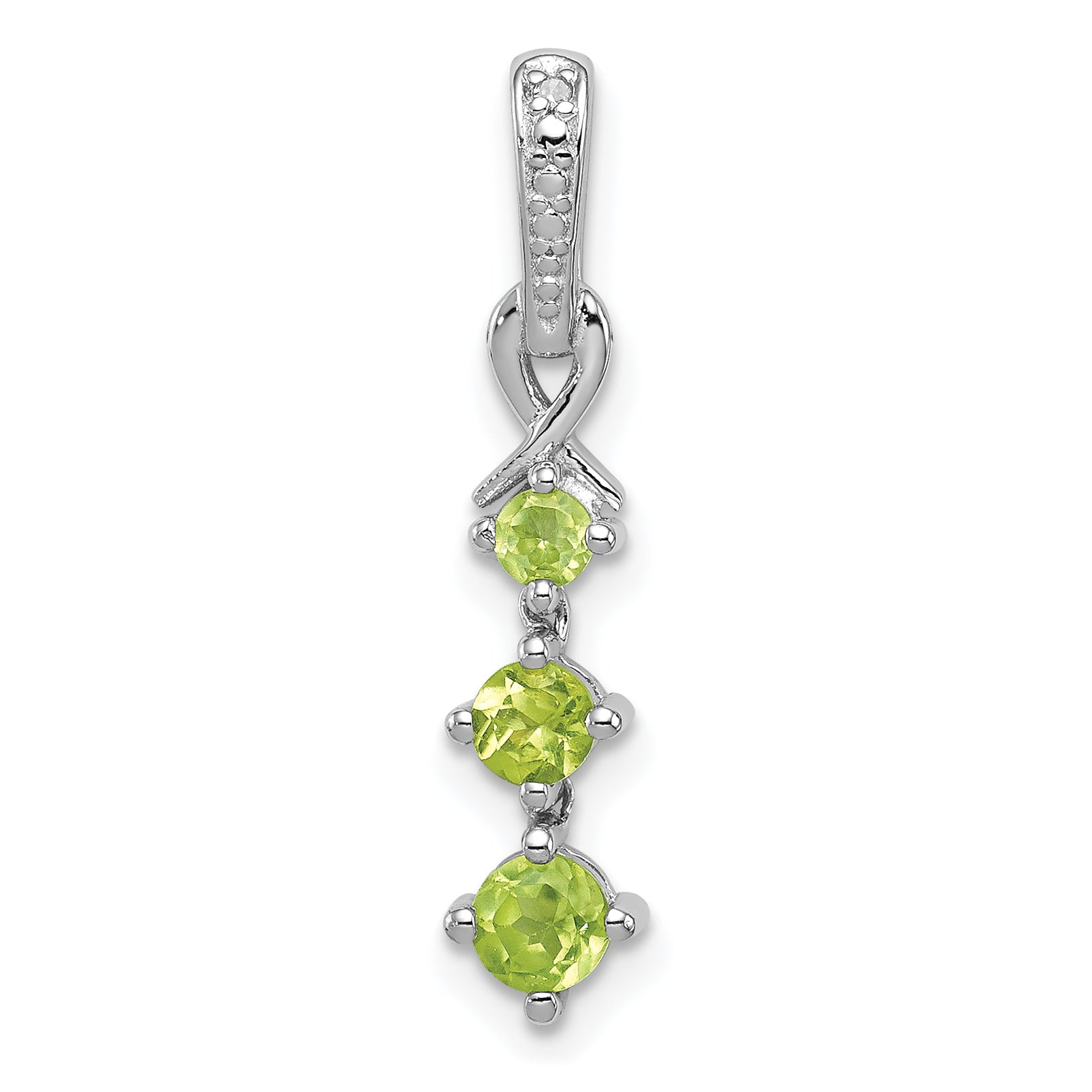 Sterling Silver Rhodium-plated Peridot and Diamond Pendant Main image
