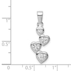 Sterling Silver Rhodium-plated Graduated CZ Heart Pendant