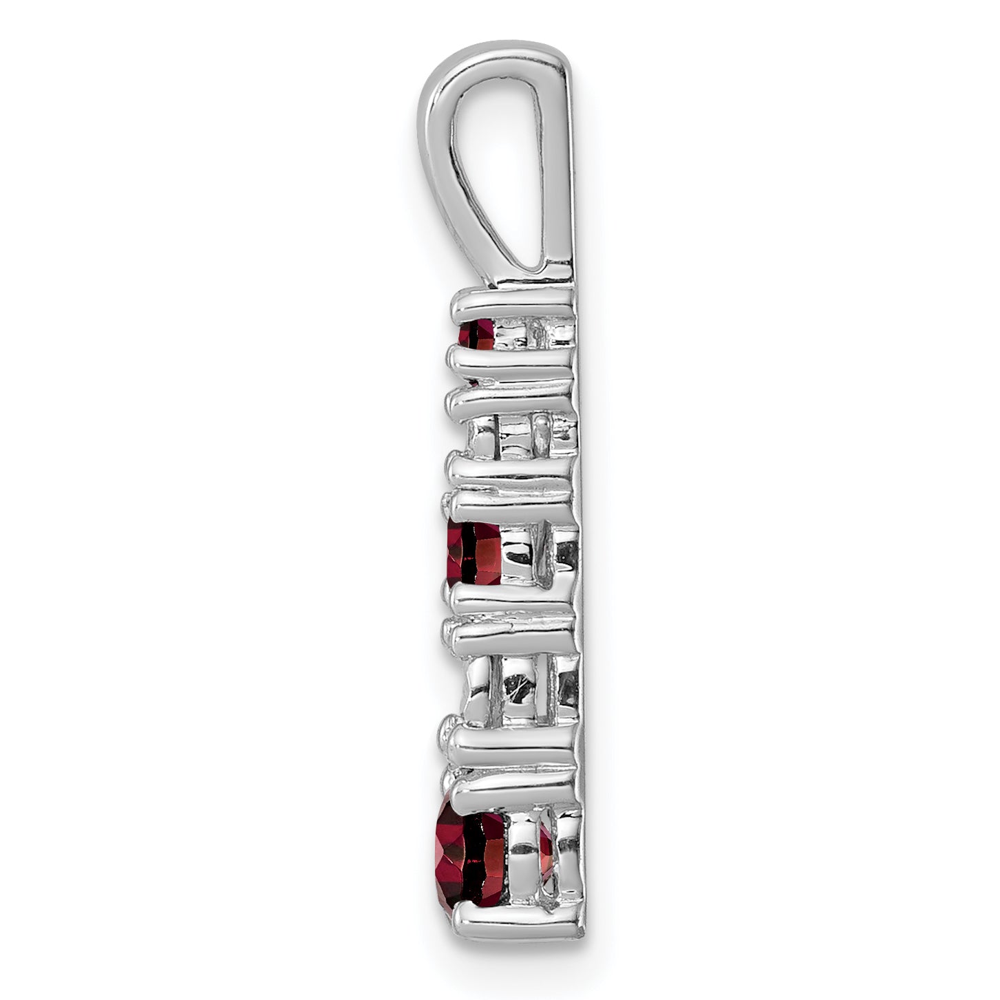 Sterling Silver Rhodium-plated Garnet & Diamond Pendant Secondary image