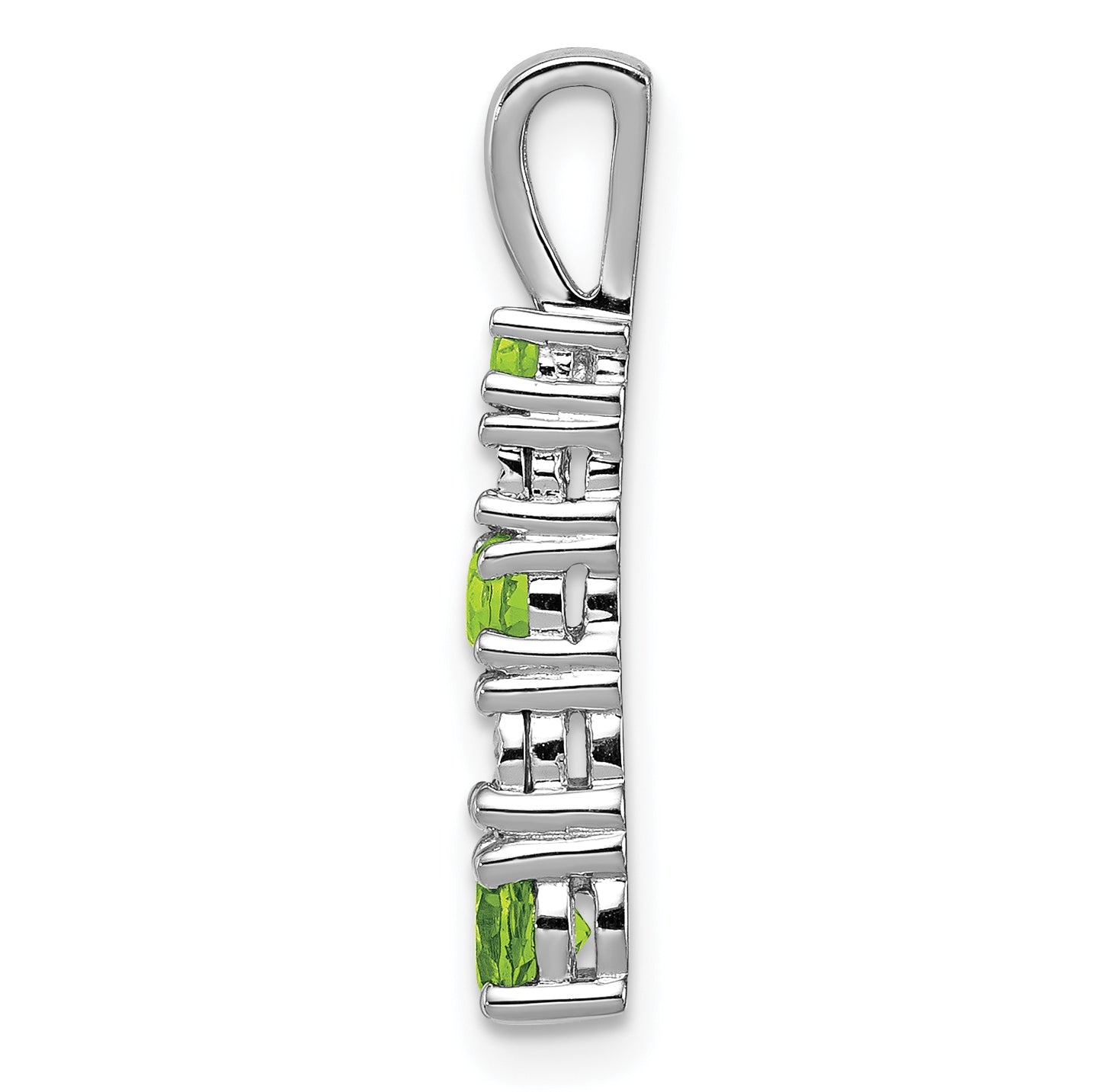 Sterling Silver Rhodium-plated Peridot and Diamond Pendant Secondary image