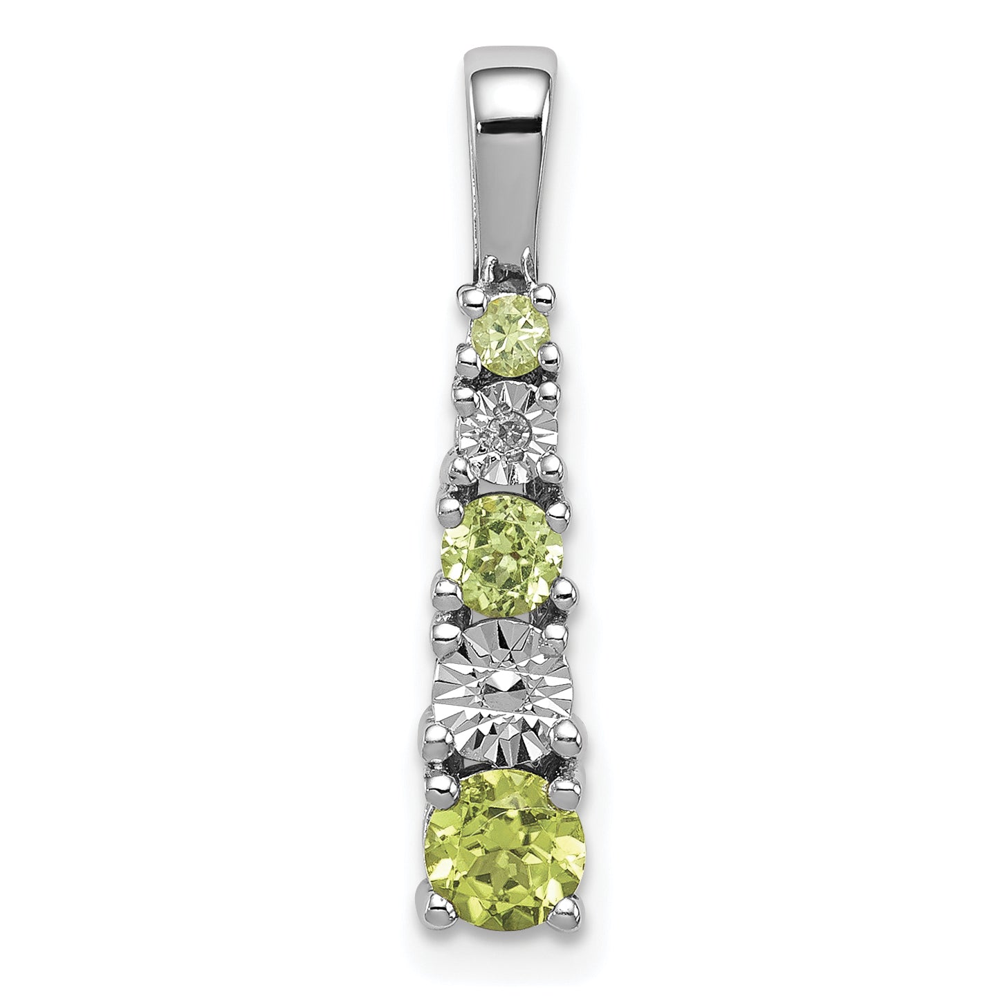 Sterling Silver Rhodium-plated Peridot and Diamond Pendant Main image