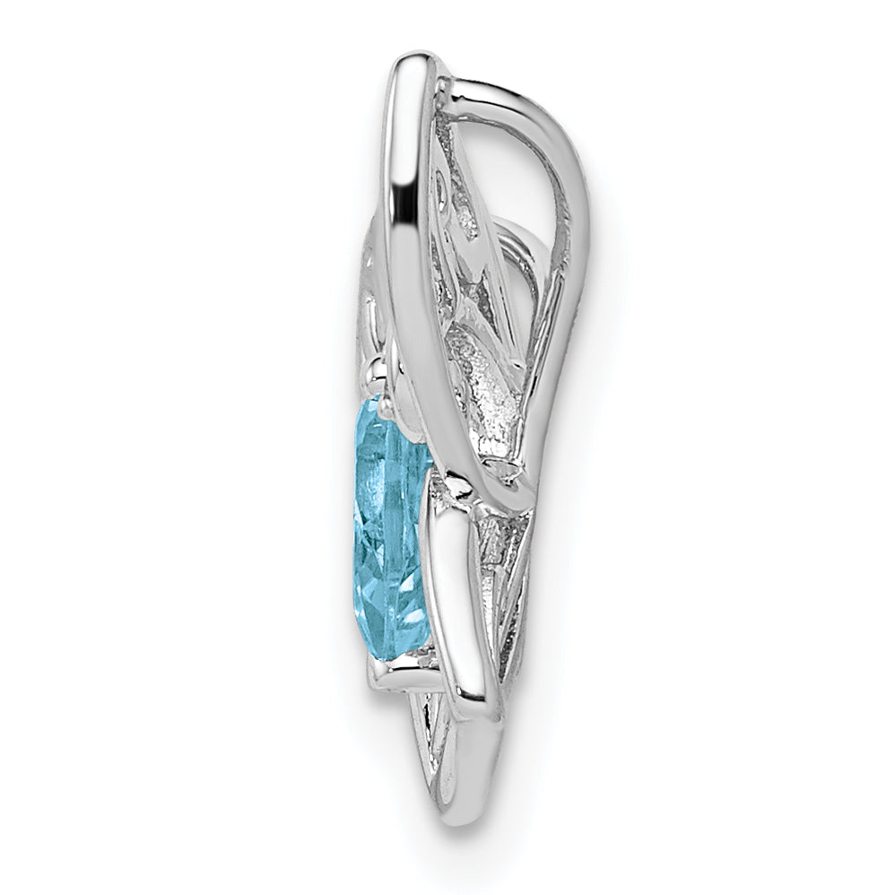 Sterling Silver Rhodium-plated Light Swiss Blue Topaz Diamond Chain Slide Secondary image