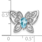 Sterling Silver Rhodium-plated Light Swiss Blue Topaz Diamond Chain Slide