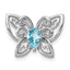 Sterling Silver Rhodium-plated Light Swiss Blue Topaz Diamond Chain Slide