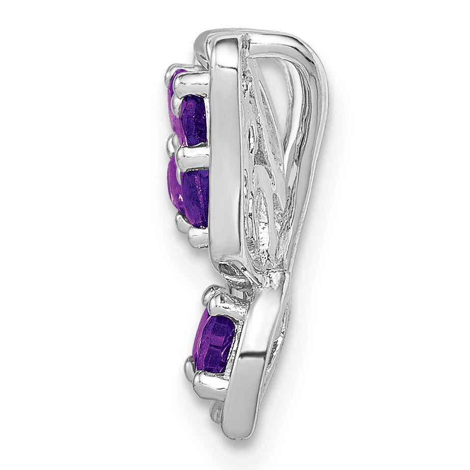 Sterling Silver Rhodium-plated Amethyst Diamond Chain Slide Secondary image
