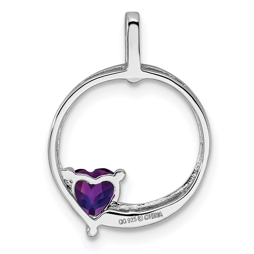 Sterling Silver Rhodium-plated Amethyst and Diamond Pendant