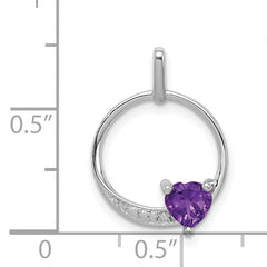 Sterling Silver Rhodium-plated Amethyst and Diamond Pendant